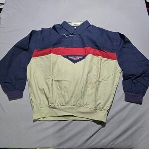 Color Works Pullover Mens 1X Navy Green Colorblock Vintage Limited Edition 90s